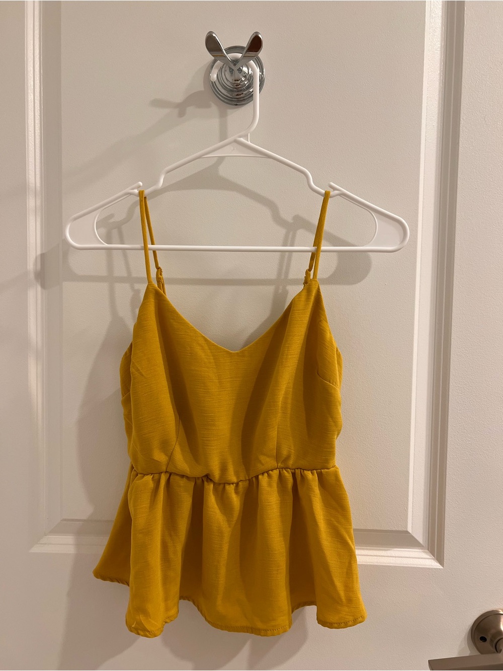 Monteau Mustard Yellow Spaghetti Strap Peplum Camisole